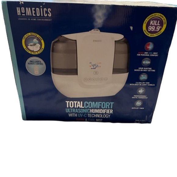 HoMedics TotalComfort Ultrasonic Humidifier with UV-C Technology Warm Cool Mist - Picture 1 of 3